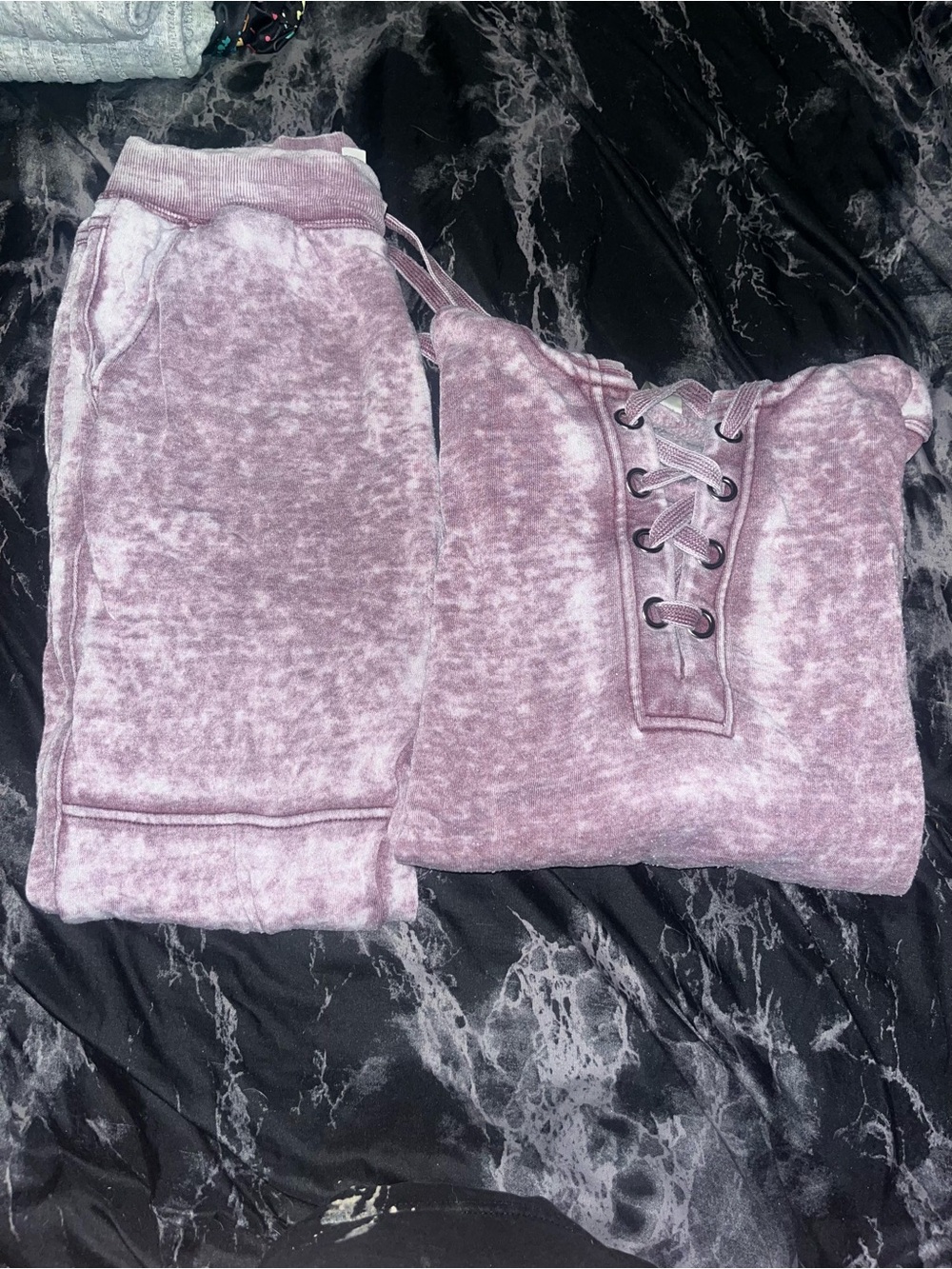 Dusty lavender Lace-Up Cozy lightweight Sweatshirt & Jogger Set size small
